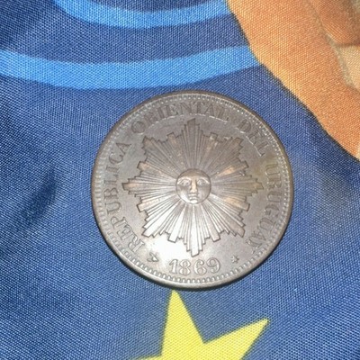 Uruguay 4 Centesimos Coin 1869 Republica Oriental del Uruguay