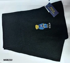 POLO RALPH LAUREN DENIM BEAR SCARF BLACK NEW