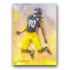 T. J. Watt Art Card Limited 35/50 Edward Vela Signed (Pittsburgh Steelers)