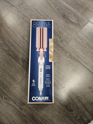 Conair Double Ceramic 3 Barrel Curling Iron, Hair Waver, Create Beachy Waves