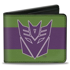 Bi-Fold Wallet Transformers Decepticon Shield and Stripe Green/Purple/White