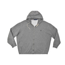Polo Ralph Lauren Hoodie Mens 3XLT Tall Gray Full Zip Pony Logo Sweatshirt Cotto