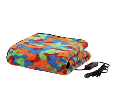 Stalwart 12V Heated Car Blanket Multi Camo Fleece 40x60 Electric Travel Throw