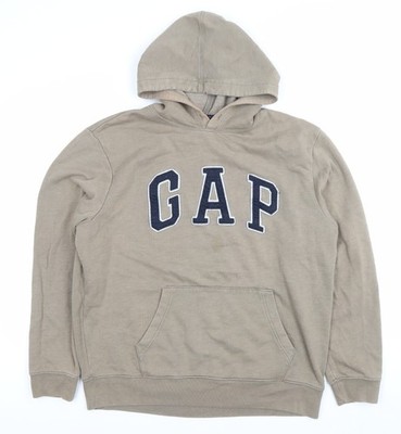 GAP Herren Beige Pullover Hoodie L Logo Fleece Baumwollmischung