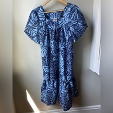 HAWAIIAN TOGS Dress Mumu Hawaii Tiki Monstera Leaf Oversized Vacation Luau S