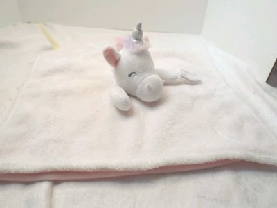 Carter's Unicorn Fleece Baby Lovey Security Blanket Pink White Rainbow Mane