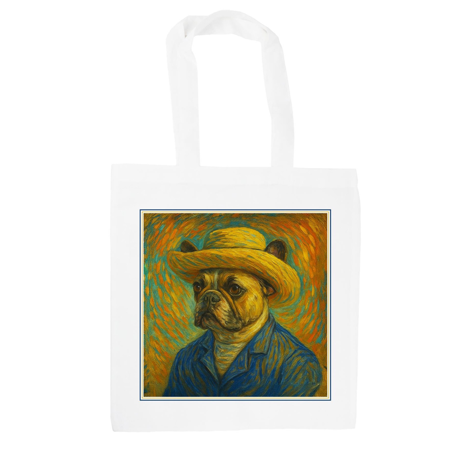 Van Gogh French Bulldog Tote Bag - Shopping Bag Artwork Gifts for Dog Lovers
