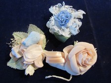 Millinery Flower Collection Lot Blue Peach 2 1/2" w/Pins H5748