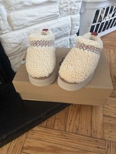 UGG W Tazz UGG Braid Braided Wool Shearling Slip-On Platform Slippers Natural 6