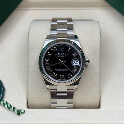 Rolex Datejust 31 NEW 2026 Black Roman Dial Stainless Steel Fluted Bezel Oyster