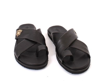 Roberto Serpentini 5200 Black Leather Slides Men Comfort  display picture 1
