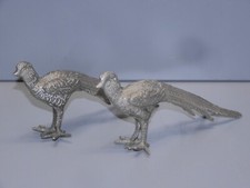 -2 SUJETS FAISANS LAITON Argenté OBJETS DECO OBJETS de VITRINE COLLECTION    D