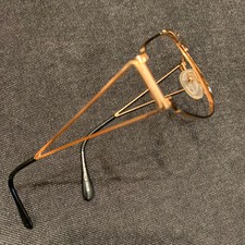 NOS VTG Cottet France Black Gold Sunglass Club Eyeglass Frame Glasses Big Eye 54