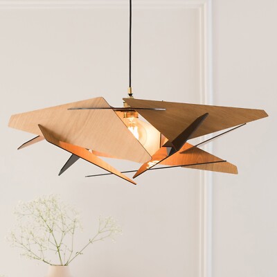 Wood Pendant Light, Wooden Chandelier, Mid Century Modern - Main Image