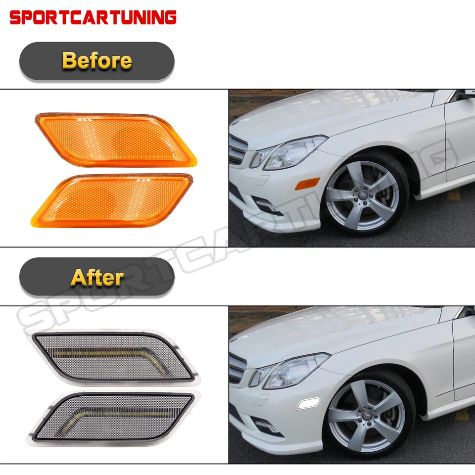 2xWhite LED Side Marker Lights For 2010-2013 C207 E Class E350 E550 2 Door Coupe Foto 3 de 4