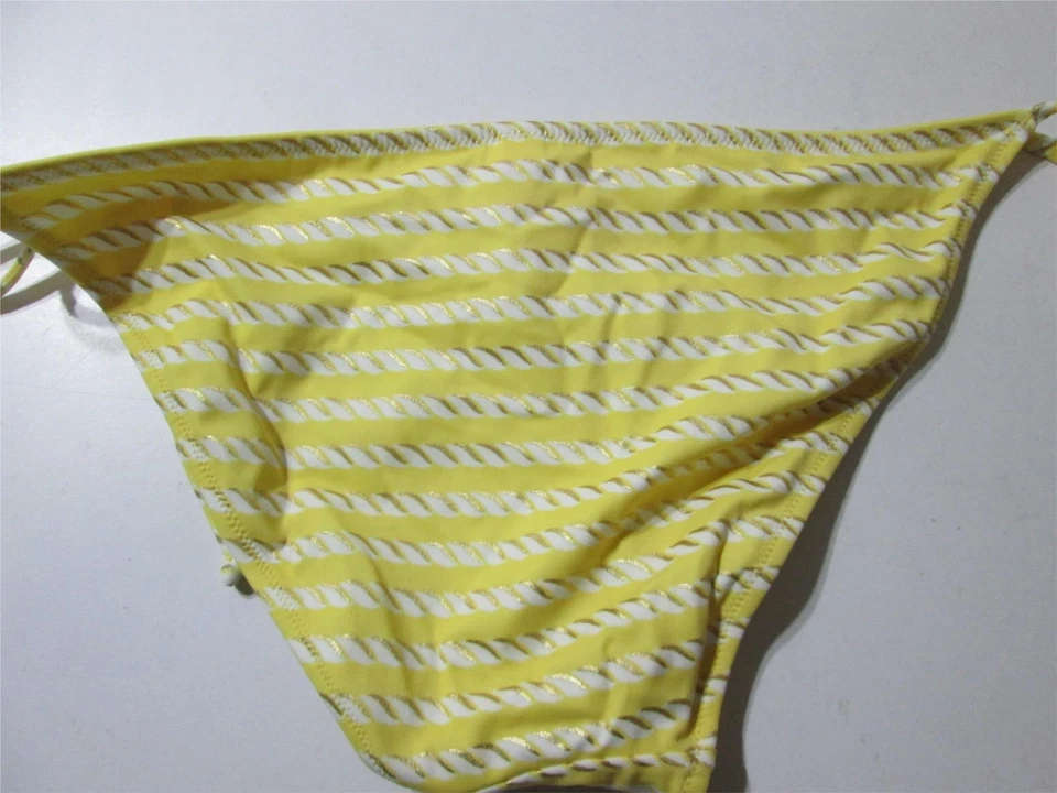 Traje de baño Victoria Secret para mujer talla M parte inferior de bikini amarillo a rayas laterales Foto 2 de 4