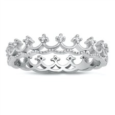 Clear CZ Crown Tiara Ring .925 Sterling Silver Band Sizes NEW
