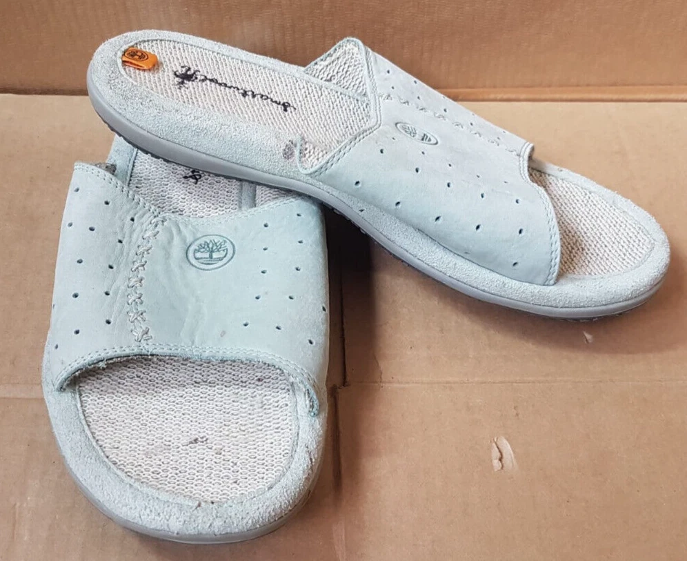 Timberland Women’s Blue Leather Slide Slip On Comfort Sandals UK 5 EUR 38
