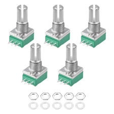 10K Ohm Variable Resistors Single Rotary Carbon Film Taper Potentiometer, 5pcs