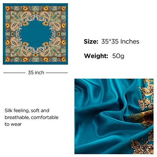 4PCS Head Scarf for Women 35” Head Scarves Silk Like Black, Camel, Beige, Blue - Bild 3 von 6