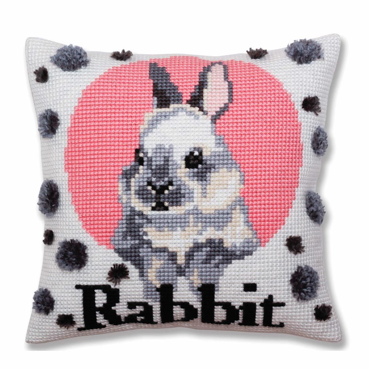 CdA stamped cross stitch kit cushion ""Rabbit"" 5380, 40x40cm, DIY