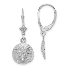 14K White Gold Sand Dollar Drop and Dangle Earrings 1.79g for Mom