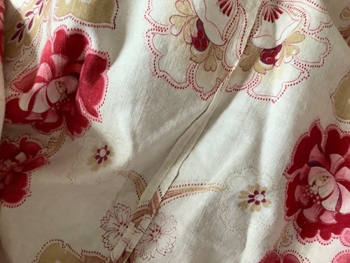 Antique French Chateau Curtain Floral Cotton Fabric Ruffle Timeworn - Picture 13 of 13