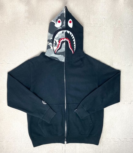 Bape Black Gray Camo Shark Head Half 