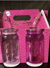 Barbie x Dragon Glassware Limited Edition Set of Two Drinking Glasses with Straw
