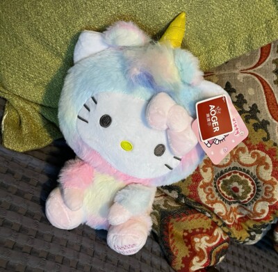 Hello kitty Sanrio 9” Plush Toy Stuffed Animal Rainbow Tie Dye