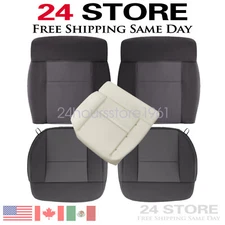 For 2004-2008 Ford F150 Driver Passenger Bottom Top Cloth Seat Cover Dark Gray