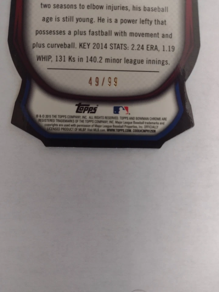 Autógrafo Steven Matz (ADN) 2015 Bowman Scouts #BTP-83 (49/99) RC Foto 4 de 4