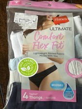 Hanes Ultimate Comfort Flex Fit Thong Panties 4 Pair Women s Size 7 NWT