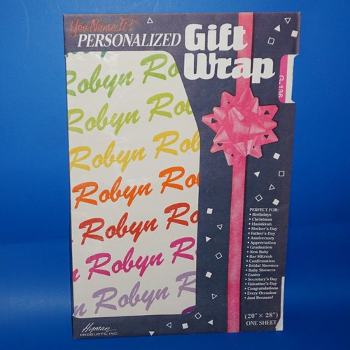 Gift Wrap Personalized You Name It Choose Name 1 Sheet NOS Wrapping Paper 20x28 - Picture 87 of 109