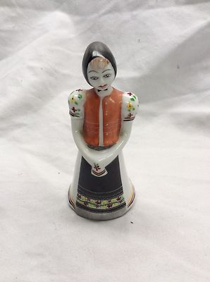 Beautiful Vtg Hallohaza Hungary Small Woman Hand Painted  Folk Art Figurine