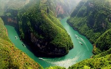Landscape nature trees forest river china ship hills Custom Gaming Mat Desk