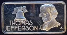 1974 Thomas Jefferson Great American-999 Silver 1 Oz Ounce Art Bar Round HAM-602