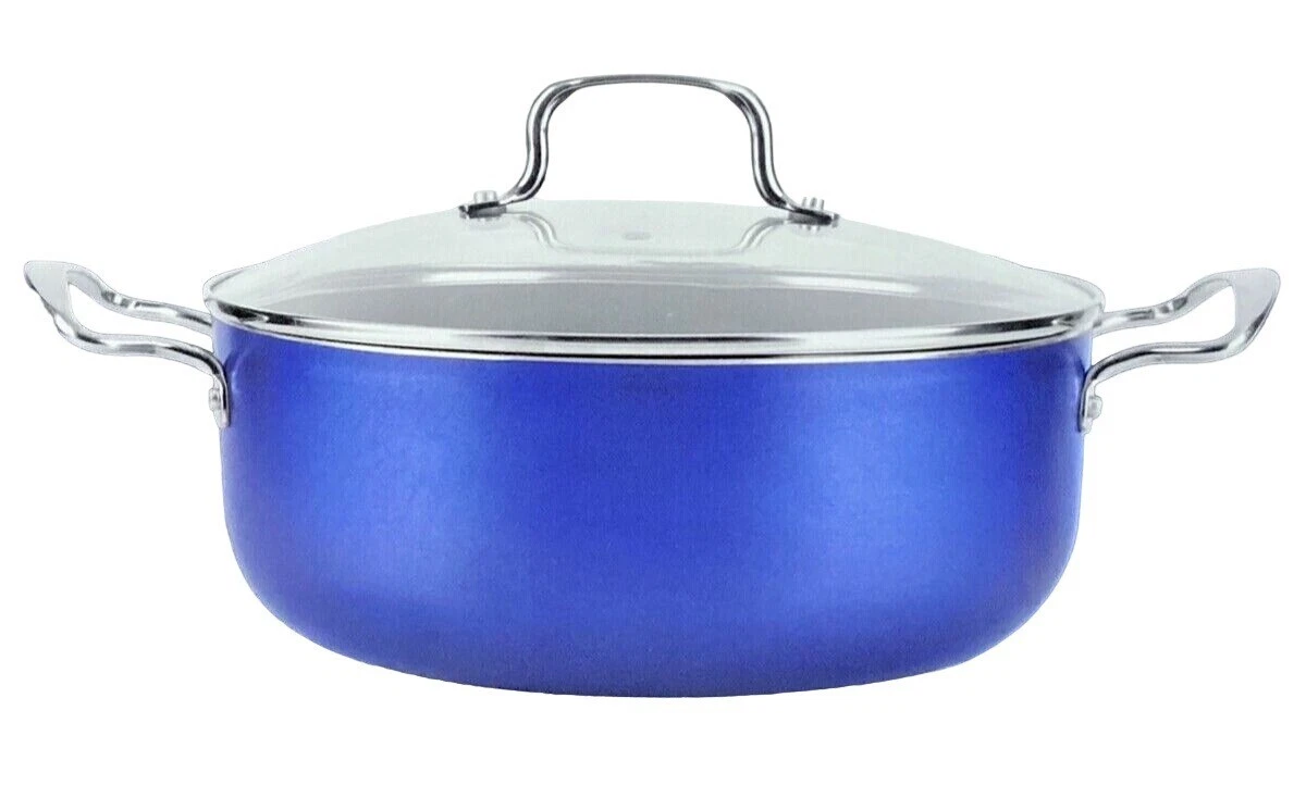 Servappetit 4.5 Qt Dutch Oven with Glass Lid, Cobalt Blue Non-Stick Oven Safe