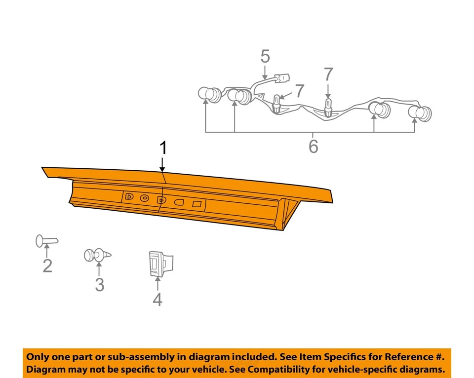Used Center Tail Light Assembly fits: 2019 Dodge Challenger LED center Center Gr - Imagem 2 de 4