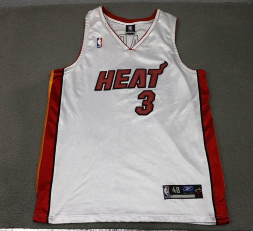 Miami Heat Dwyane Wade Jersey Swingman NBA Men's Size 48 White Red Reebok - Afbeelding 1 van 15