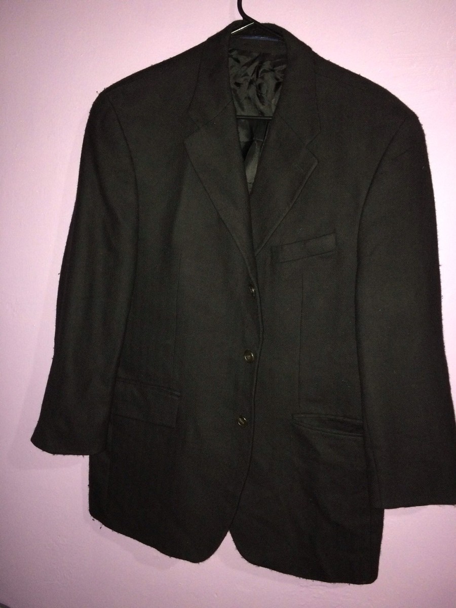 CHAPS Ralph Lauren Men's Black Coat R46 L31 100% Wool Three Button