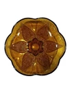 Anchor Hocking Amber Glass Renaissance Beaded Leaf Flower Bowl MCM Vtg 1960's