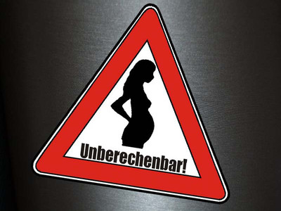 1 x Aufkleber Vorsicht Schwangere Frau Unberechenbar Schwanger Sticker Static