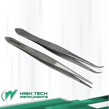 2x Micro Forceps Tweezers 4.5" Jewelers Hand Craft Electronic Fine Serrated Tips