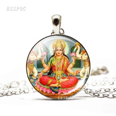 Hindu Goddess Lakshmi Pendant Necklace - Goddess of Wealth & Prosperity