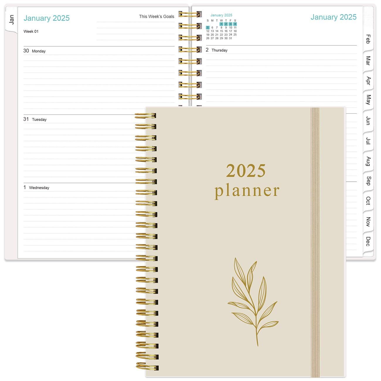 Planner 2025 - A5 Weekly & Monthly Planner Spiral Bound January 2025 - Decemb...