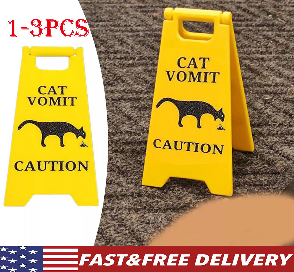 1-3PCS Cat Vomit Sign Warning Sign Cat Sign Decoration Courtyard Sign 