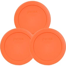 Pyrex 7200-PC Round 2 Cup 5" Storage Lid Orange 3 Pack for Glass Bowl New