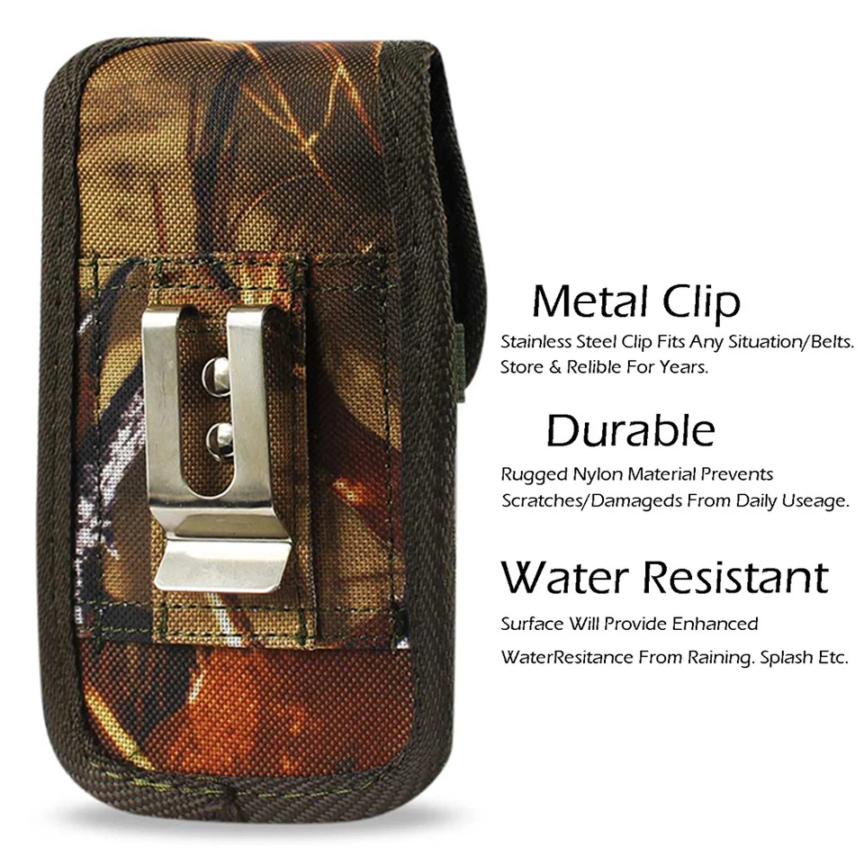 Tree Camo Rugged Nylon Holster Pouch Case Fits Phone with Otterbox Defender ON - Image 3 of 4