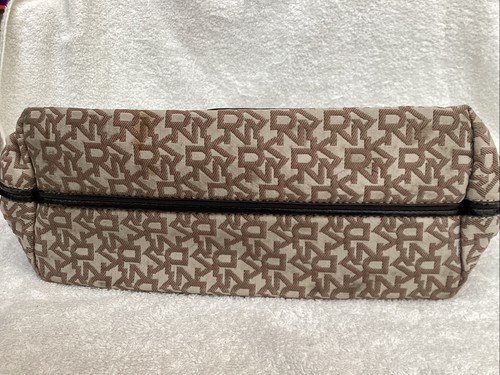 Womens DKNY Brown Leather & Canvas Monogram Top Handle Handbag With Dust Bag - Picture 6 of 13
